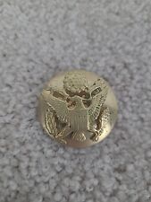 Vintage WWII US Army Brass  Cap Badge Visor Eagle Screw Back Pin picture