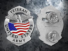Army Veteran Pin - United States Military Lapel Pin - Silver Tone picture
