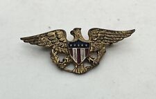 US Military Pin Eagle And Shield-WW2-pin back-gold Tone-flag Crest-1 1/2” picture