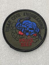 Vintage Embroidered Sew On Patch Subdued USAF Civil Engineering Prime Beef picture