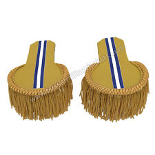 Gold And Blue Bullion Shoulder Epaulettes With Fringe Yellow Marching Band Board picture