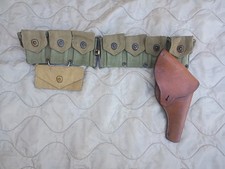 Original WWII US M1 Garand Ammo Cartridge Belt Ammo Pouch w/ Holster & Pouch