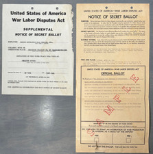 WWII United Mine Workers Labor Dispute Home Front Secret Ballot Poster UMW Union