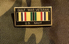 US Navy Gulf War Veteran Ribbon Hat or Lapel Pin P14244 Single Prong Gold Color picture