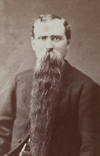 ORIGINAL - MAN WITH VERY LONG BEARD 1881 ID'd PHOTO CABINET PHOTO picture