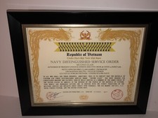 VIETNAM ~ NAVY DISTINGUISHED SERVICE ORDER CERTIFICATE - 2ND CLASS w/Printing