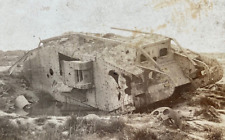 WW1 BRITISH MARK IV FEMALE TANKS in HOOGE 3RD BATTLE YPRES PHOTO POSTCARD RPPC picture