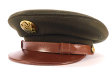 WWII US Army Enlisted Hat 7 1/8 OD Green Wool Visor Service Dress Uniform Cap