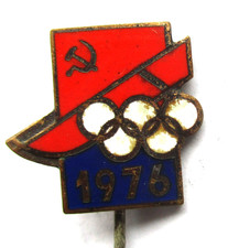 Soviet Union Sports Metal Badge Olympic Games 1976 In Innsbruck Enamelled