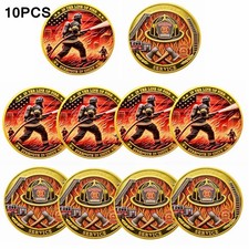 10pcs Firefighter Challenge Coin In The Line Of Fire Bravery Service Fireman