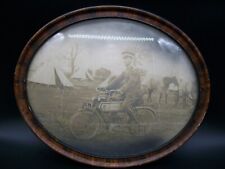 ANTIQUE Framed WW1 PHOTO MOTORCYCLE Oval - 18x15 picture