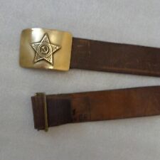 Star Buckle Vtg Leather Belt Soviet Red Army Russian Officers USSR Military Gear picture