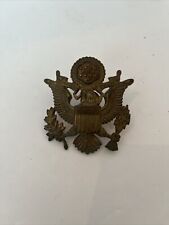 WWII WW2 Era US Army Officer Eagle Cap Hat Badge Military Screw Back Pin picture