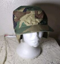 Vintage US Army Military Combat Field Cap Hat Woodland Camo Size 7.25 picture