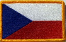 Czech Republic Flag Embroidery Iron-On Patch Military Tactical Emblem Gold 