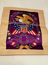 Vtg 1945 WWII US Occupation Japan Embroidered Silk Art Panel - Kyushu Base Map