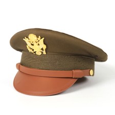 7 3/8 US WW2 Army Visor Hat Officer Cap Eagle Badge WWII Reproduction