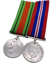 Replica Defence Medal and 1939/45 War Medal, WW2 Medals, Copy/Reproduction
