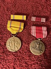 WWII US Army Medal Ribbon Bar lot Good Conduct American Defense slot brooches picture