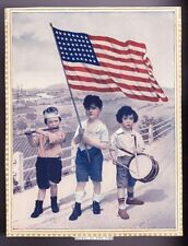 WW1 Spirit of the Time 1776 48 Star American Flag Hard Stock School Boys Poster picture