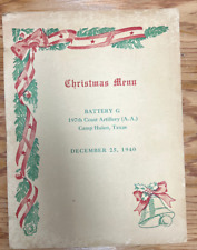 VINTAGE, 1940, CHRISTMAS MENU, ARMY, BATTERY G picture