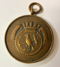 1932 HMS Hood Royal Navy Brass Regatta Rowing Medal Named J Foster 1.25"