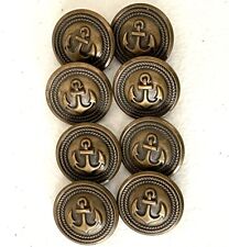Vintage Navy Military Anchor Rope Uniform Buttons Brass Copper Lot of 8  picture