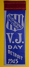 Vintage WWII Allied Nations  VJ Day Commemorative Fabric Ribbon Detroit 1945