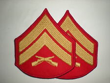 USMC CORPORAL RANK - GOLD ON RED - MERROWED - 1 PAIR picture