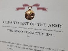 Army Good Conduct Medal Certificate