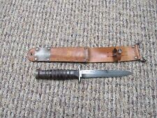 WWII US Army M-3 1943 Case blade marked fighting knife in early brown leather picture
