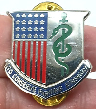 US ARMY Medical Corps Crest Metal Pin To Conserve Fighting Strength Made USA J6Y picture