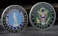U.S. ARMY NATIONAL GUARD, ONE WEEKEND A MONTH MY A**, CHALLENGE COIN, GOLD picture