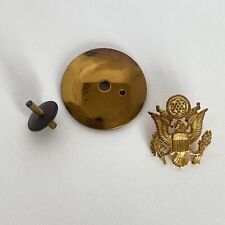 WWII US Army Eagle Insignia Enlisted Man Screw Back Cap Hat Badge Vtg FOR PARTS picture