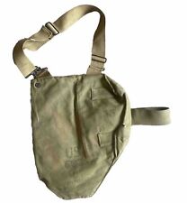 Original US WW2 Korea Army Service Gas Mask Bag Straps Tan Khaki Canvas Stencil picture