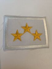 Three Star Military Patch.  Never Used.  Gold On White picture