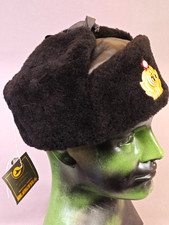 USSR Navy Officer Black Mouton Sheepskin NATURAL Fur Ushanka Hat size 58 M