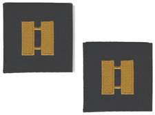 Gold Captain Rank Patch Set of 2 Hook Back Tactical 2" Black Military Insignia