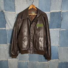 Vintage 70s Air Force A-2 Cowhide Bomber Jacket Brown Leather California 46 picture