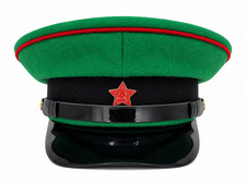 Vintage Soviet KGB Officer Cap 1950s USSR Military Visor Hat Green Red Star
