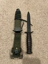 VTG WW2 CAMILLUS M3 FIGHTING KNIFE BLADE With M8A1 Scabbard Flaming Bomb Stamp picture