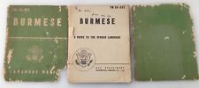 WW2 Burmese Spoken Language Guide US War Department 1944 TM 30-332 Military picture