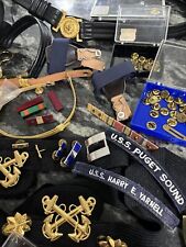 US Navy WW2  Navy Officers Ceremonial Sword Belt And Brass Mixed Lot With Gold picture