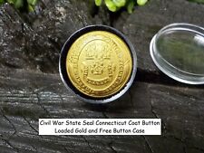 Old Rare Vintage Antique Civil War Relic Connecticut Coat Button Loaded Gold picture