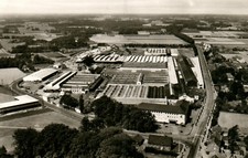 Postcard *, greetings from Harsewinkel in Westf.-Europe's large factory for c...