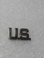 U.S. Letters Lapel Pin Insignia Collar Device Military Officer Dual Clutch Back picture
