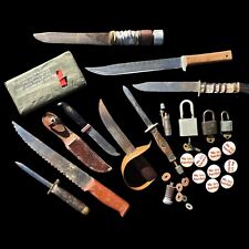 8 WWII Theater Made Fixed Blade Trench Art Fighting Knife Dagger & Military Lot picture