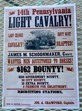 14th Pennsylvania Light Cavalry Recruiting Poster 8” X 12” picture