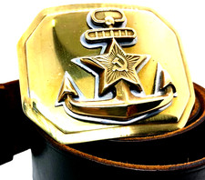 Soviet Navy Belt Buckle 1960s Cold War VMF Dembel Art Brass White Metal USSR
