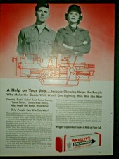 1942 FACTORY WORKERS WRIGLEY'S CHEWING GUM WWII vintage Trade print ad